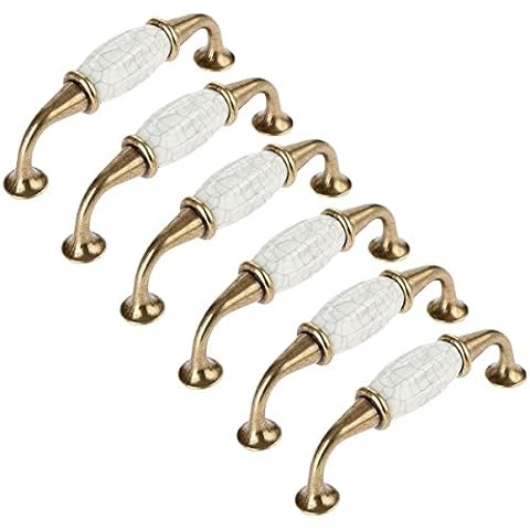 Creatwls 6pcs Keramik Möbelknopf Küchengriffe Schrankgriffe Schubladengriffe Möbelgriff Türgriff Griffe Einloch /96mm BA/ 128mm BA Cover