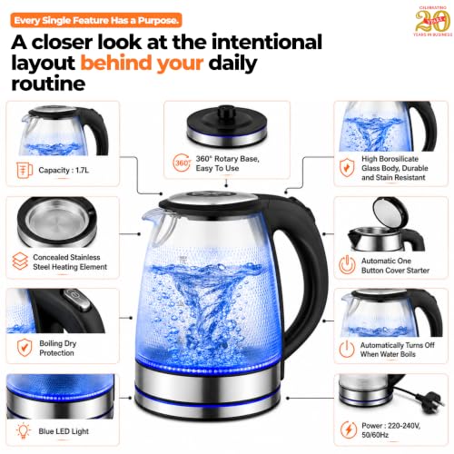 Image of ITALIA Premium Stainless Steel Electric Kettle 1.7L