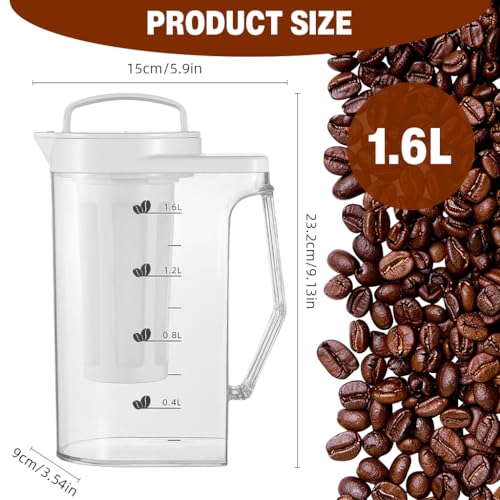 Image of Supvox Cold Brew Coffee Maker 1.6L Glass Kettle with Detachable Mesh Strainer, Leak-Proof Lid, V-Spout Nozzle, and Ergonomic Handle for Cold Brew Coffee, Tea, and Fruit Infusion Drinks