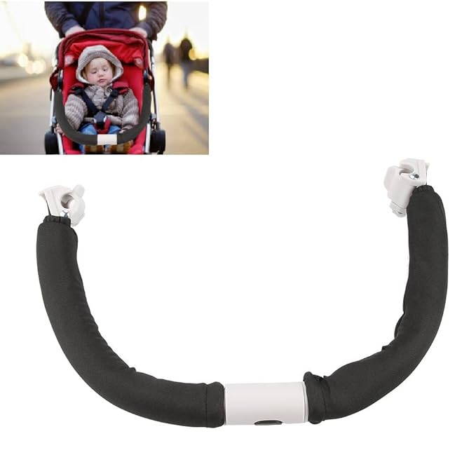 Baby Pushchair Bumper Bars Adjustable Baby Stroller Handle Handlebar Detachable Safe Armrest Baby Trolley Accessories(Black)