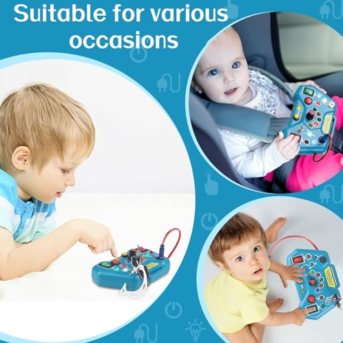 Image of Toddler Busy Board with LED Light,Montessori Sensory Toy for 3 Year Old,Light Switches Kids Educational Learning Activities Toy,Travel Toys and Birthday Gifts for 2 3 4 5 6 Boys Girls