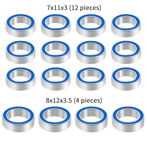 Image of 16pcs Ball Bearing Set 7x11x3 8x12x3.5mm for Losi 1 /12 NASCAR AWD Racecar Upgrade Parts