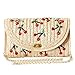 EVEOUT Bolsos de Hombro de Paja para Mujer Bandolera con Bordado de plátano y Cereza Clutches de Paja para la Fiesta de Bodas de Verano