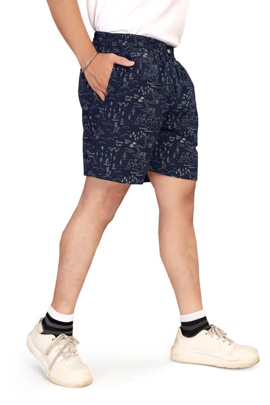 Image of UNOseven Shorts for Boys - 100% Cotton Printed with Side Pockets - Available from Size 7 Years to XL