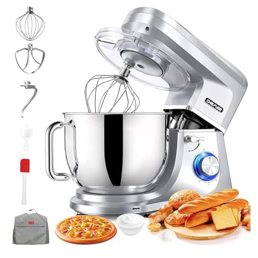 CHeflee Batidora Amasadora Profesional1800W Amasadora de pan con Recipiente de Acero Inoxidable de 7,2 L Multifuncional Amasadora Varillas y Protección para Salpicaduras 6 Velocidades