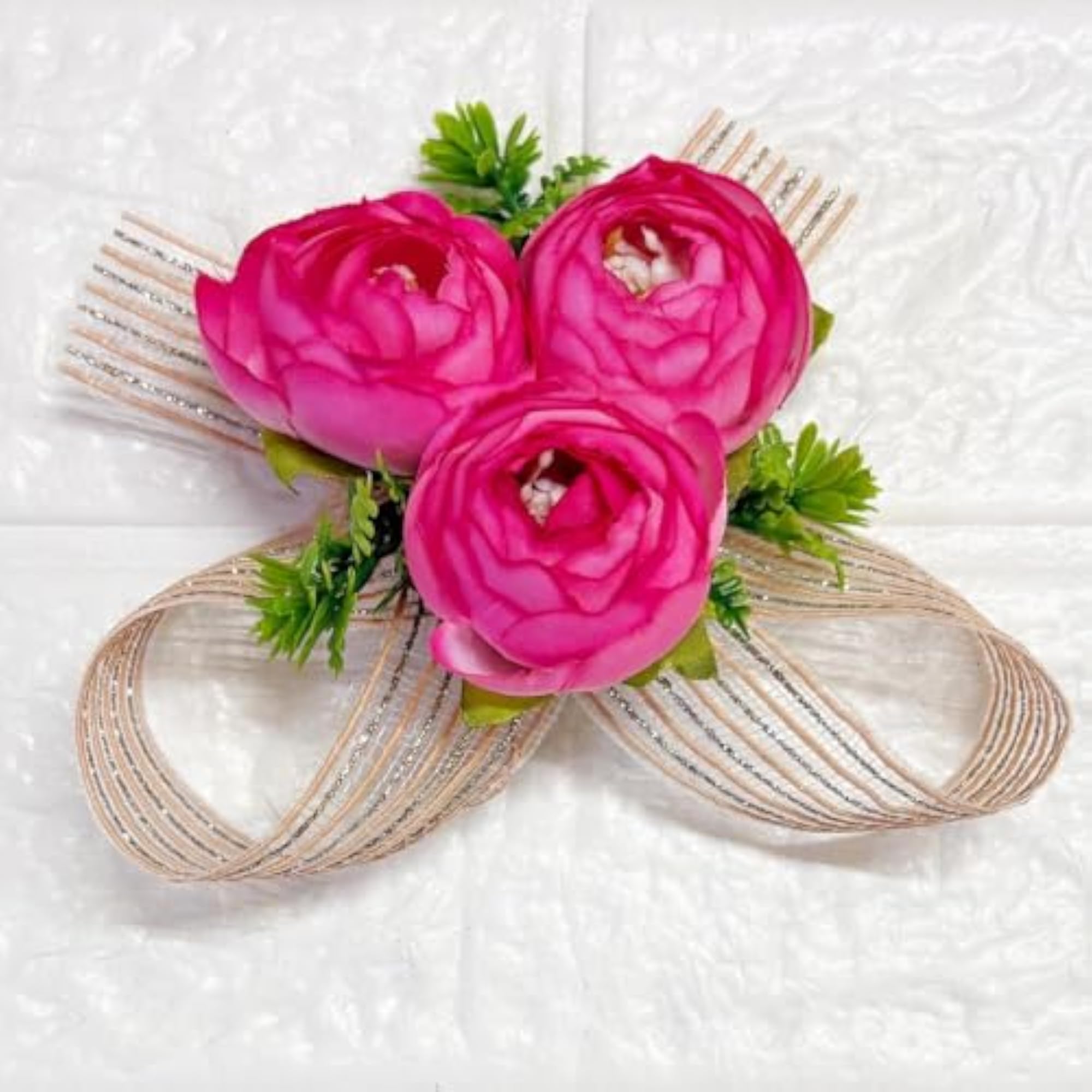 Artificial 3 Peonies Flower Bunch Pack of 6 for Gifting