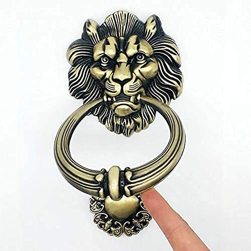 20cm duża antyczna kołatka do drzwi lwa Lionhead kołatki do drzwi lwy wystrój domu uchwyt meblowy kołatka (czerwony brąz) (zielony brąz)