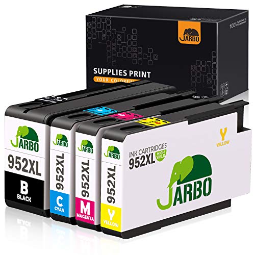 JARBO 952XL (Newest Chip) Compatible Ink Cartridge Replacement for HP 952XL, for HP Officejet Pro 8710 8720 8702 8715 8740 7740 7720 8730 8210 8216 Printer (1BK, 1C, 1M, 1Y) 4 Pack