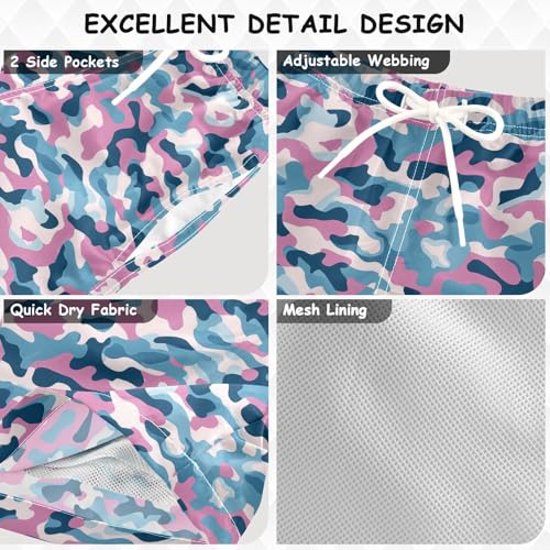 JUNZAN Electric Blue Camouflage Boys Swim Trunks Toddler Swimming Trunks for Boy Beach Swim Shorts3