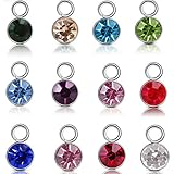 Birthstone Charms for Bracelet Necklace Jewelry Making Silver DIY Crystal for Women Girls 5mm