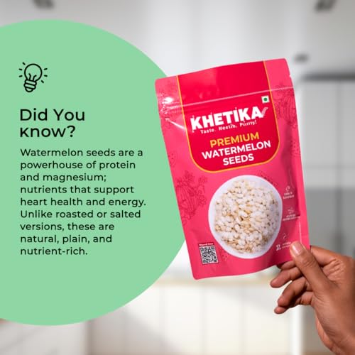 Image of Khetika Watermelon Seeds 200g | Seeds, Jumbo Watermelon Seeds 200gm, Seeds for Eating, Healthy Snacks, Rich in Antioxidant & Protein Rich, No Preservatives, Gluten Free (Pack of 2)