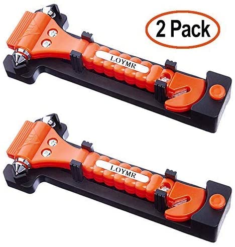 LOYMR 2 PCS Car Safety Hammer Auto Car Window Glass Hammer Breaker and Auto Safety Seatbelt Cutter 2-in-1 Rescue Disaster Escape Tool.