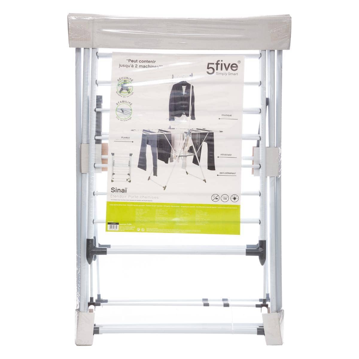 5 five simply smart 5Five – Sinai Bridge Faltbarer Wäscheständer 16 m – Breite, Abriebfeste Rohre, 10 Fitness-Kleiderbügel, höhenverstellbar, Stahlrahmen, faltbar und stabil