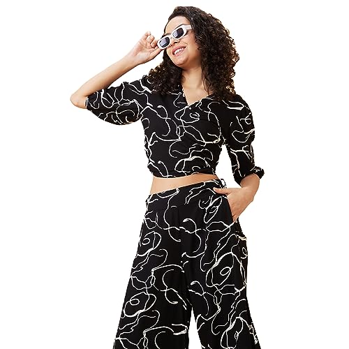 Image of Globus Women Lavender Printed Casual Co-Ord Set with Top and Palazzo-3638046001