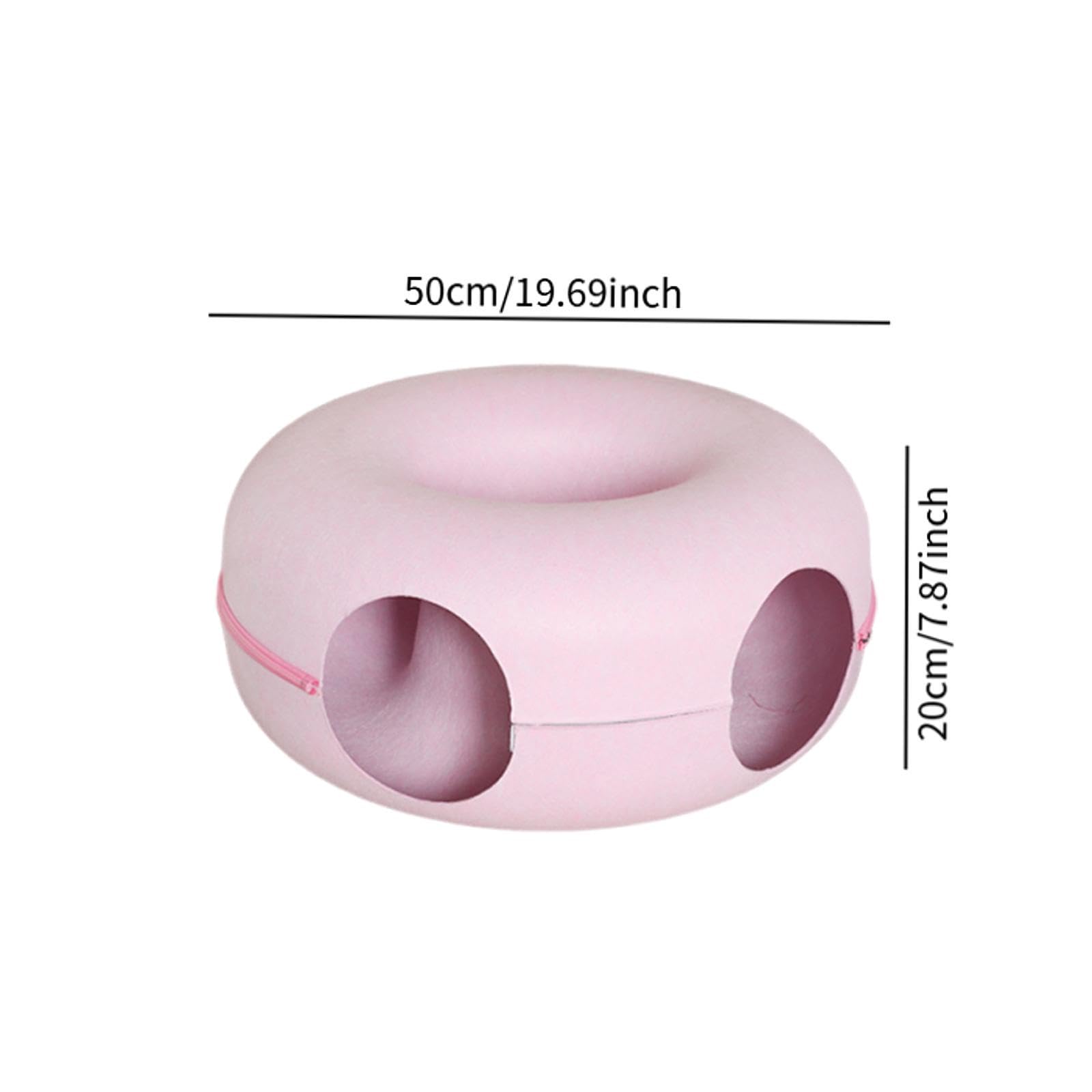 B Baosity Cat Tunnel Cama Donut Circular Cojín Juguete Interactivo de Fieltro Transpirable para Diversión Y Ejercicio Adecuado para Gatos Gatitos, Rosa