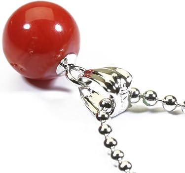 Amazon | 血赤珊瑚 ペンダントネックレス シルバー 丸玉 無染色