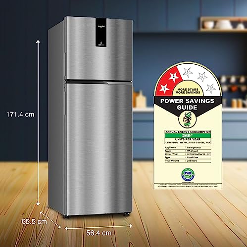 Image of Whirlpool 259 L 2 Star Intellifresh Inverter Frost Free Double Door Refrigerator(IF INV ELT DF305 German STEEL(2S)-TL,Grey)