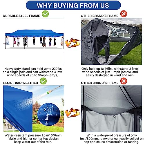 Image of COBIZI 10x30 Pop Up Canopy Tent,Heavy Duty Canopy(Blue with 8 Sidewalls)
