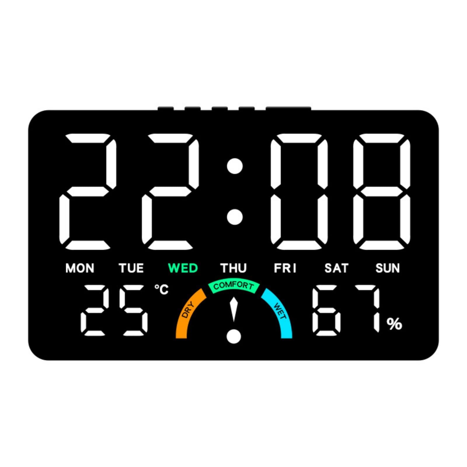 Buxuaaaa A Modern Led Electronic Clock Featuring Mood Lighting, Larm, Humidity Detection For Home/Spaces Led Temperature Humidity Clock
