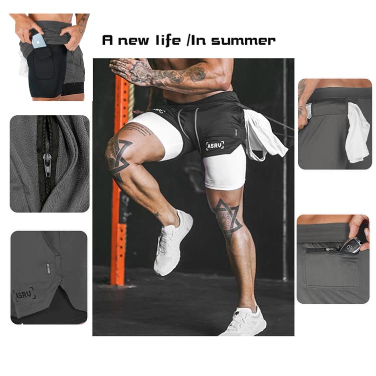 Men's Running Shorts Quick Dry Lightweight Training Gym Shorts with Zipper Pockets3