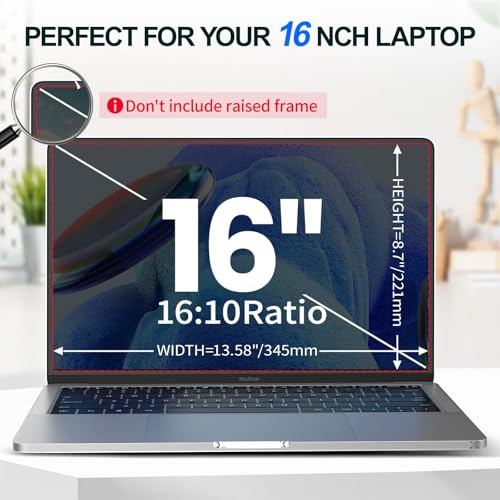 Image of 2Pack Magnetic 16 Inch Laptop Privacy Screen 16:10 Aspect Ratio, Removable Anti-Blue /Glare Protector Film, Anti Spy Desktop Security Private Filter 16in