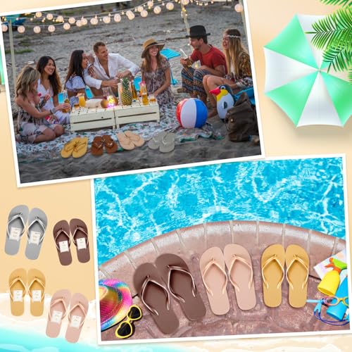 Image of Unittype Flip Flops Bulk for Wedding Guest Slippers Wedding Flip Flops with Cards Bags for Pool Beach Party