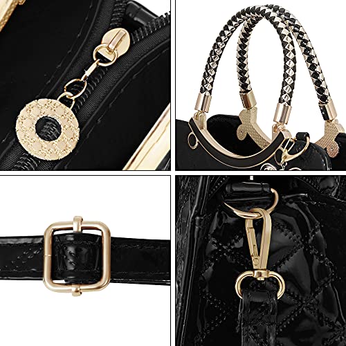 Image of TIBES Shiny Patent Leather Women Purses Satchel Handbags Ladies Fashion Top Handle Handbags Crossbody Shoulder Bags