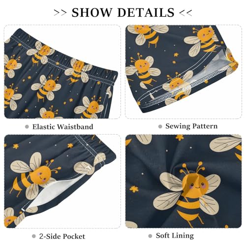 ALAZA Honey Bee Star Pajama Shorts Sleep Shorts Pant Lounge Pajama Bottoms Elastic Waist with Pockets3