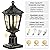 XANGQAN Dusk to Dawn Post Lights Hardwired 120V with Pier Mount Base, Anti-Rust Outdoor Pole Lantern Light Fixture with Water Ripple Glass, Outside Black Aluminum Exterior Lamp for Patio