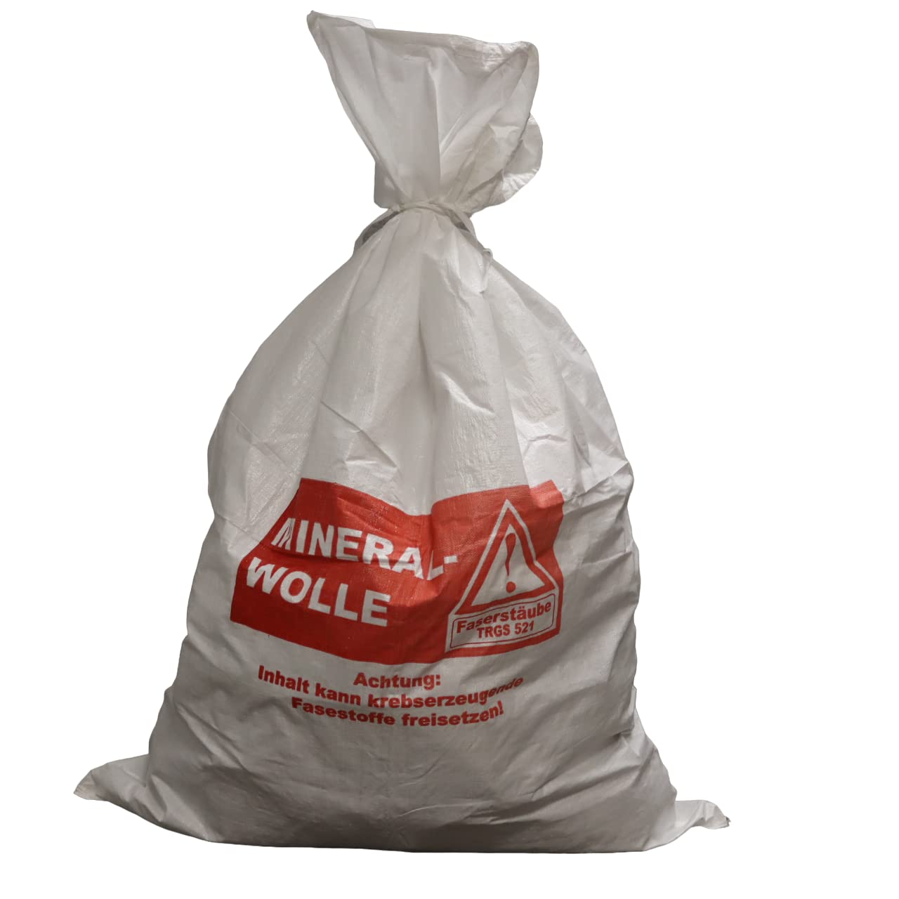 Lacers Big Bags | PP Gewebesack Mineralwolle 25 Stück | 70x110cm | Schüttgutbehälter, Transportsack, Entsorgungssack | Warndruck Mineralwolle | Verschlussband | Beschichtet