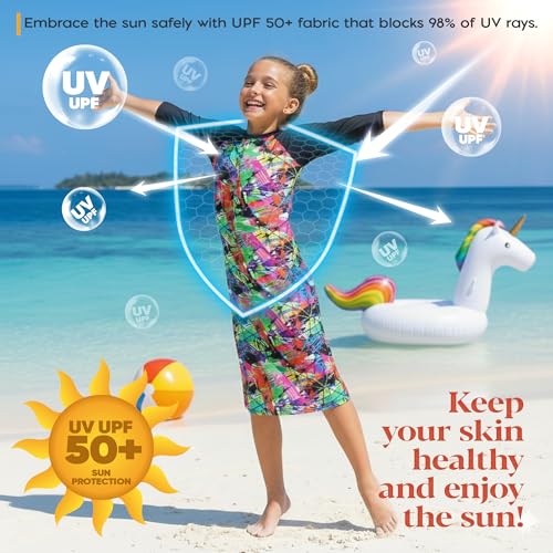 Image of Shira Modest Girls Swim Dress | 3 /4 Sleeve Swimdress, Full Coverage Bathing Suit | Tznius UPF 50+ Quick-Dry