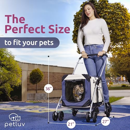 Pet Stroller, Fits 2 Cats, Small to Medium Dogs (Up to 45 Lbs), Detachable, Soft-Sided Pet Carrier, Collapsible, Includes Plush Pillow