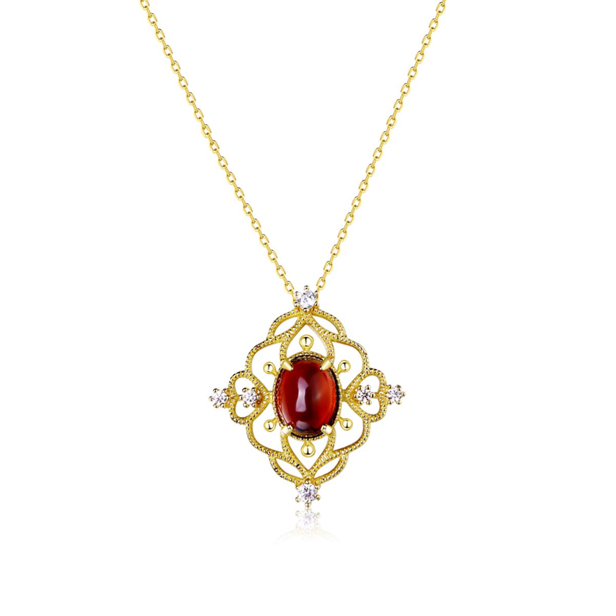 Collier femme argent 925 de haute qualité avec grenat naturel d'exception - 4