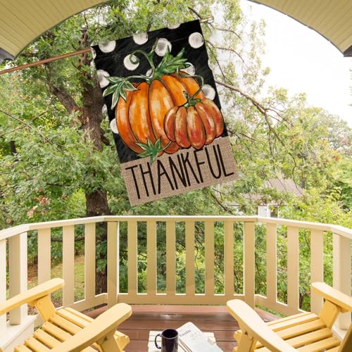 Avoin Colorlife GARDENFLAG-THANKSGIVING-70100-040 Fall Thankful Thanksgiving Day House Flag 28X40 Inch Double Sided, Pumpkin Polka Dots Harvest Holiday Yard Outdoor Decorative Flag thumb #3