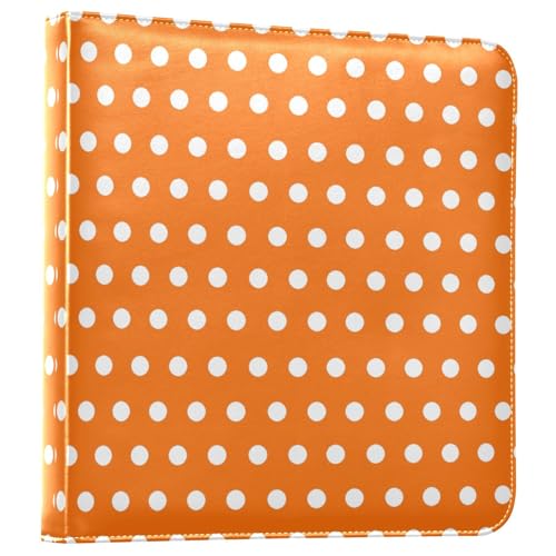Álbum de fotos adhesivo DIY scrapbook con estampado de lunares blancos y naranjas, encuadernado de 3 anillos, 40 páginas, tamaño 8x10 para recuerdos miniatura 1