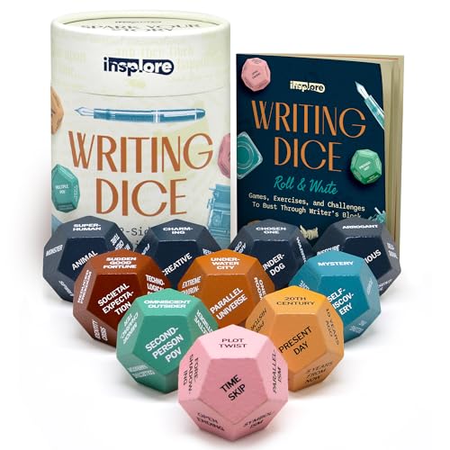 Insplore 12-Sided Writing Dice – Giftable Creative Writing Tool for Beating Writer's Block - 120...