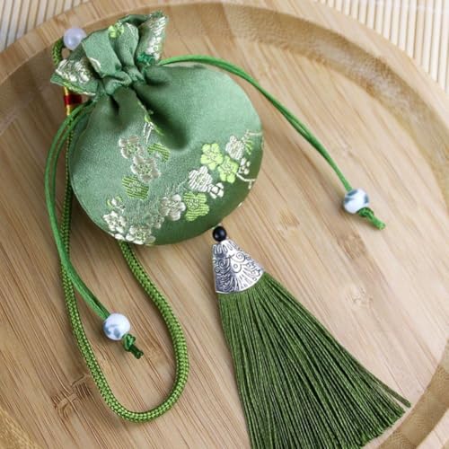 Bolsa de saquitos china vacía con bordado y borlas miniatura 4