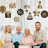 Happy 65th Birthday Party Hanging Swirls Streams Ceiling Decorations, Celebration 65 Foil Hanging Swirls with Cutouts for 65 Years Old Black and Gold Birthday Party Decorations Supplies - Image 5