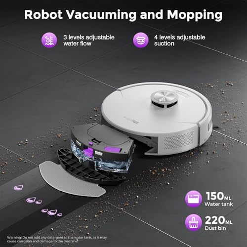 Image of Robot Vacuum and Mop Combo, Robot Vacuum Cleaner with Bagless Self Emptying Station, 18000Pa Suction, LiDAR Navigation, ideal for Pet Hair, Carpet & Hard Floor, Compatible with App /Alexa /Voice Control