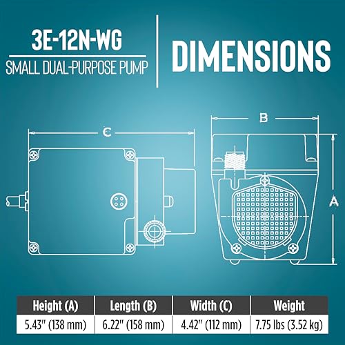 Image of Little Giant 3E-12N-WG 1155V 500 GPH Manual In-line /Submersible Pump