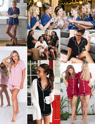 Image of Pjmlifecoco Women's Modal Pajama Set Short Sleeve Button Down Two Piece Soft Sleepwear with Shorts Loungewear S-XXL