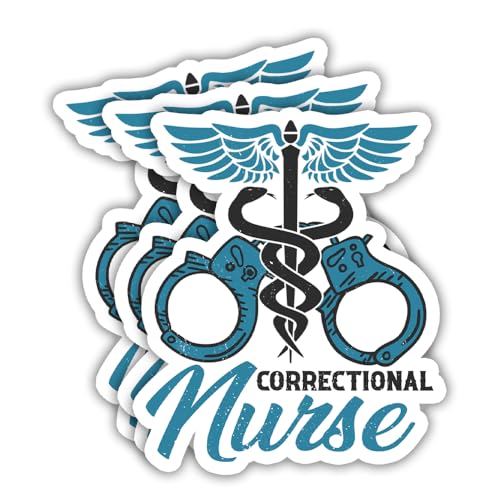 Image of SODAVA 3Pcs Correctional Nurse Sticker, Medical Correctional Nursing Prisoners Cuffs Jail Hospital Stickers for Laptop Water Bottle Phone Accessory Boat Car Bumper Window Helmet, Stickers