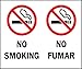Brady 90822 Self Sticking Polyester, 14" X 10" Legend "No Smoking (W/Picto)/No Fumar (W/Picto)"