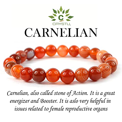 Image of Certified Natural Crystal Stone 8 mm Round Beads Bracelet for Men & Women | Reiki Charged Gemstone Bracelet | Multiple Stone Variants Available