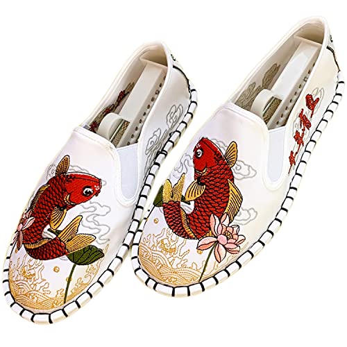 Embroidered Tai Chi Kung Fu Shoes, 12 Styles, Unisex Canvas Martial Arts Flats, Traditional Chinese Slip-On Sneakers with Non-Slip Sole for Men and Women