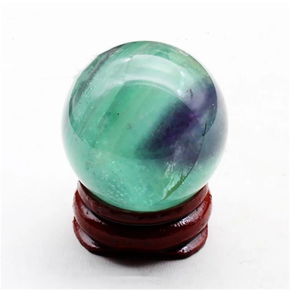 FOPURE Decorative Ornaments Color Fluorite Ball Crystal Quartz Divination Sculpture Statue with Stand (Color : with Base)