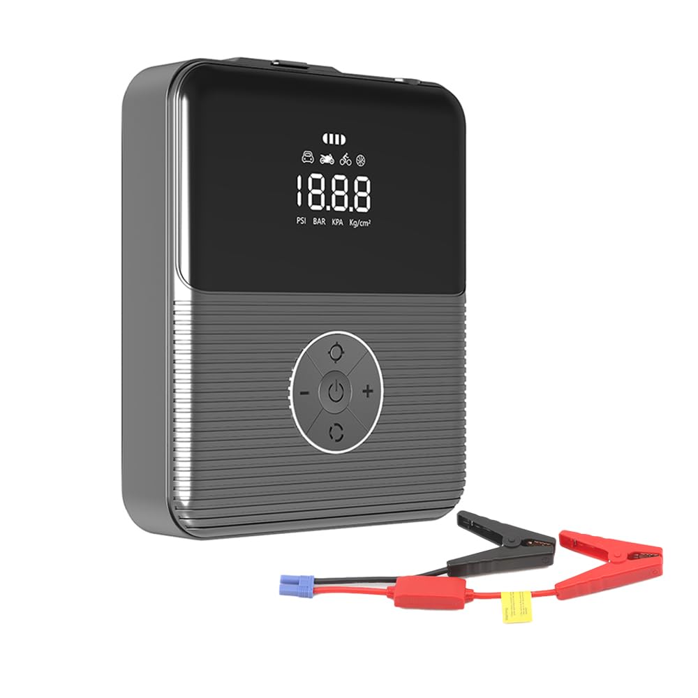 Arrancador multifuncional con compresor de aire, batería de 800 A Picos Booster (hasta 6,0 L de gasolina o motores diesel de 3,0 L) con función de batería de luz LED digital