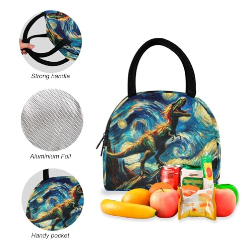 Kids School Bag Set, Roar Dinosaur Starry Night Backpack with Lunchbox, Backpacks Elementary4
