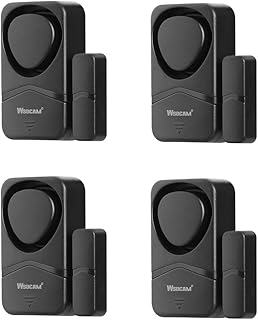WSDCAM Window and Door Alarms for Home Security, 110dB Magnetic Sensor Alarm, Pool Door Alarm for Kids Safety, 4-in-1 Mode Small Wireless Window Alarms 4 Pack - Black