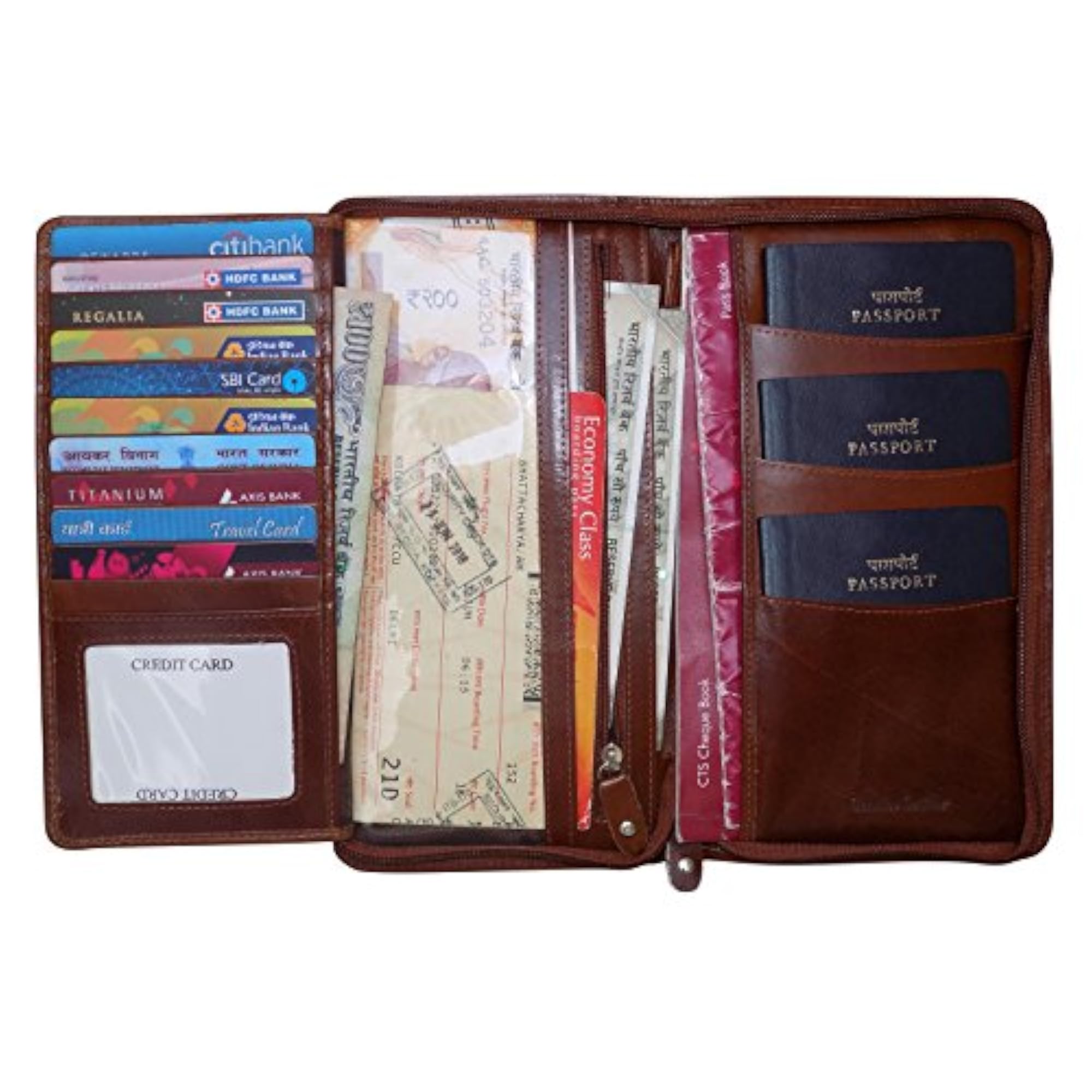 Stylish Brown Leather Passport Holder